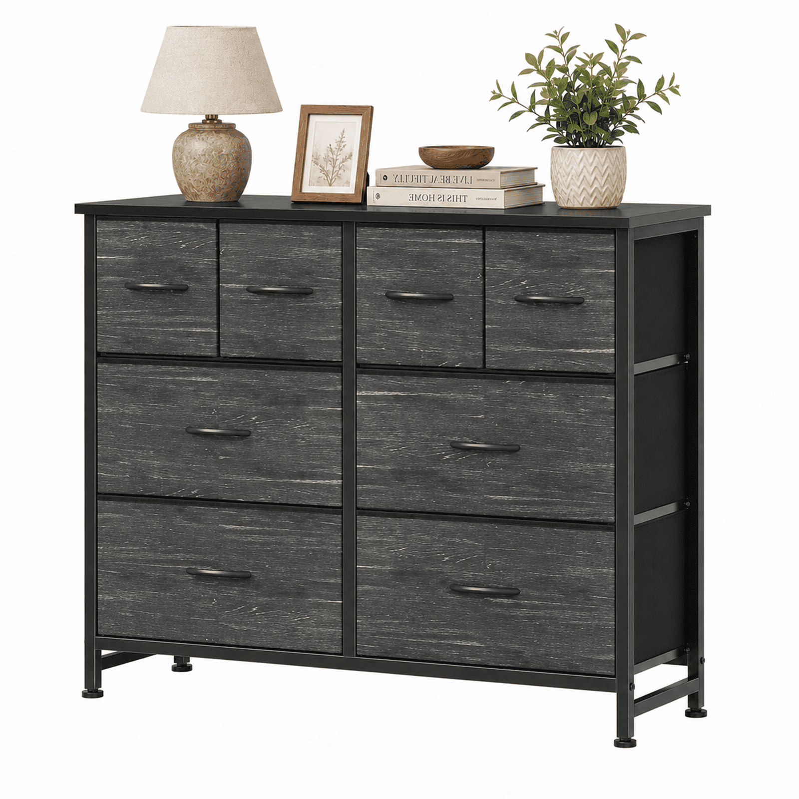 Alvantor Dresser for Bedroom with 8 Drawers, Fabric Dressers Storage Tower with Steel Frame Wood Tabletop, Storage Cabinet, Hallway, Closets