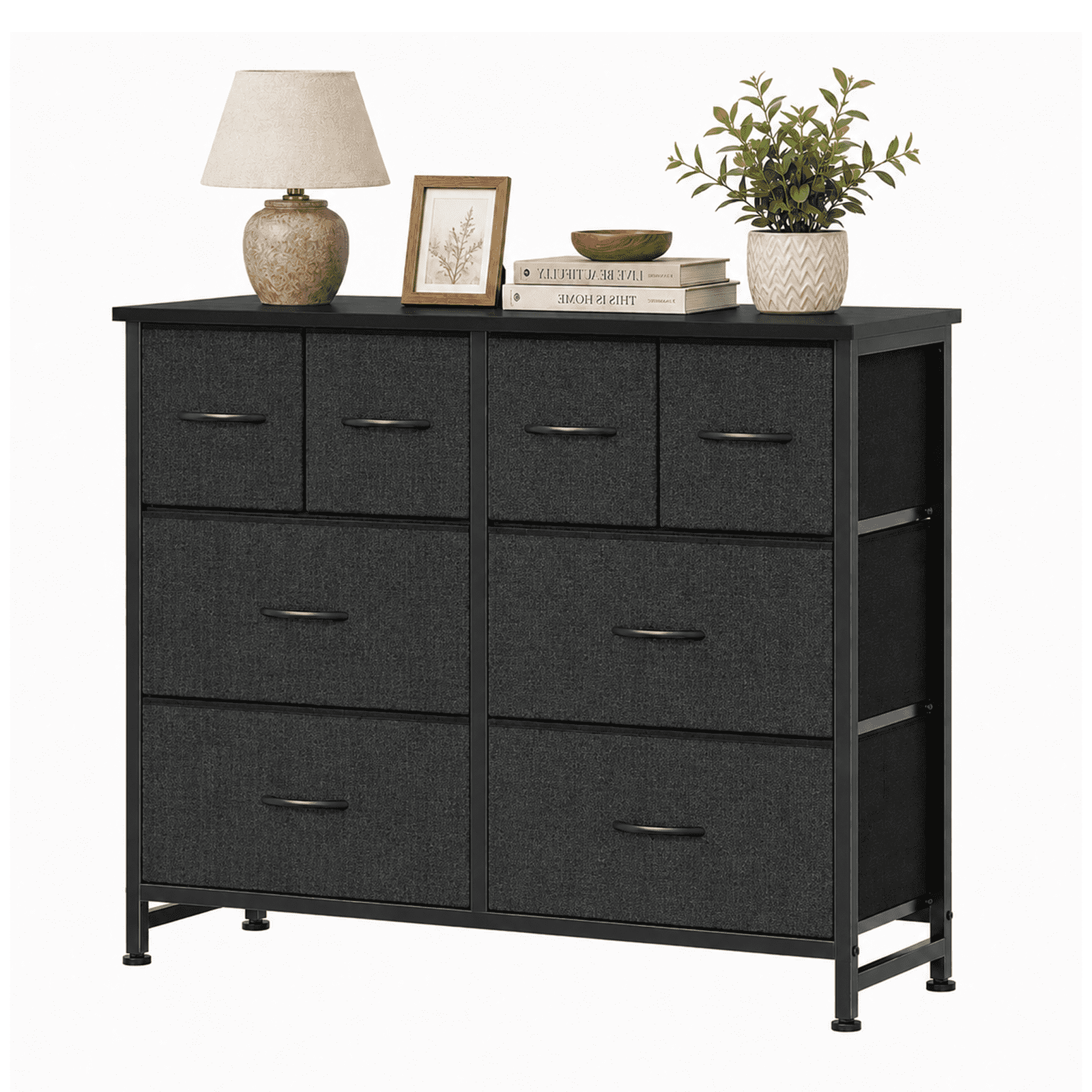 Alvantor Dresser for Bedroom with 8 Drawers, Fabric Dressers Storage Tower with Steel Frame Wood Tabletop, Storage Cabinet, Hallway, Closets