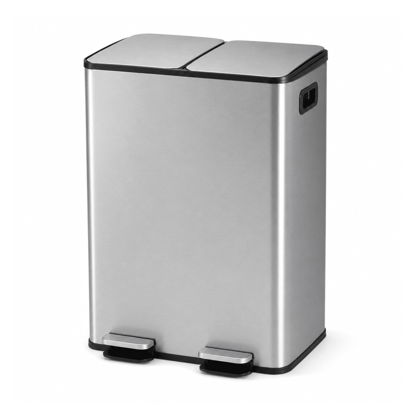 Alvantor Dual Bin Trash Can, 2 x 8 Gallon (2 x 30 L) Garbage Can for Kitchen, Soft-Close Lid and Removable Inner Buckets, Odor Control, Fingerprint-Resistant, Stainless Steel