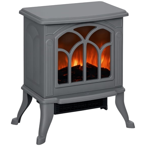 Alvantor Electric Fireplace Freestanding Stove Heater with Realistic Logs 14.75"x9"x17.25" Gray