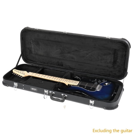 Alvantor Electric Guitar Hard Case,Lockable Wood Case with Plush Lining & Accessory Compartment,Black,41.73 x 14.57 x 4.3 in