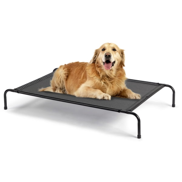 Alvantor Elevated Dog Bed for Large Dogs,Cooling Raised Pet Cot with Breathable Textilene Mesh,Steel Frame,Black,50 x 31 x 8 in