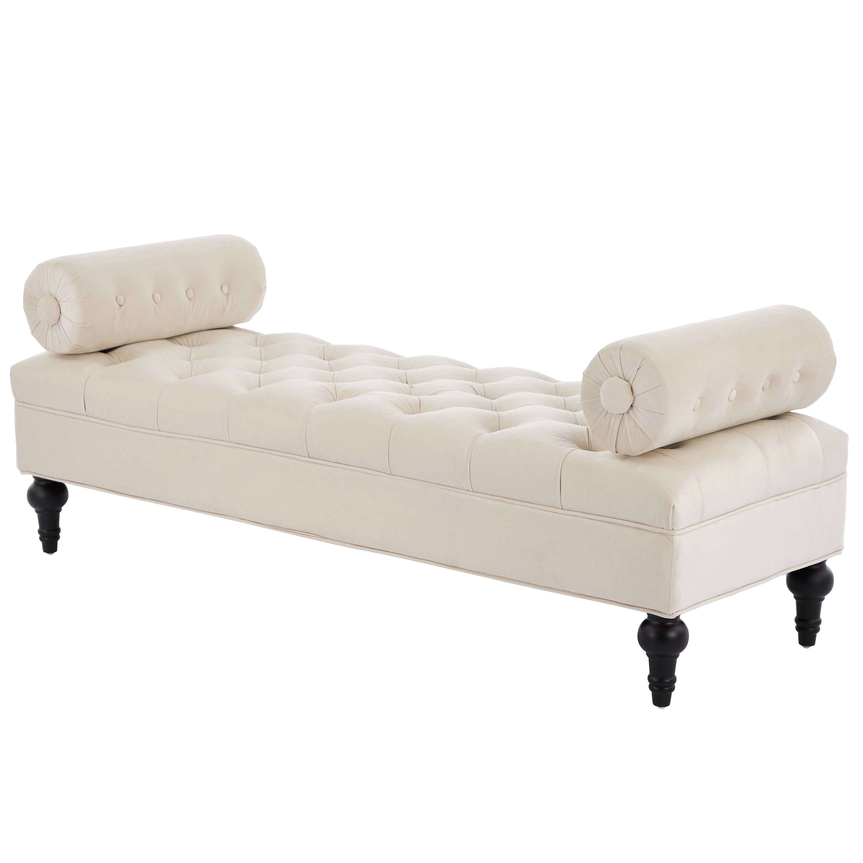 Alvantor End of Bed Benches Velvet Upholstered Bench with 2 Detachable Pillows for Bedroom,Living Room, Entryway Beige