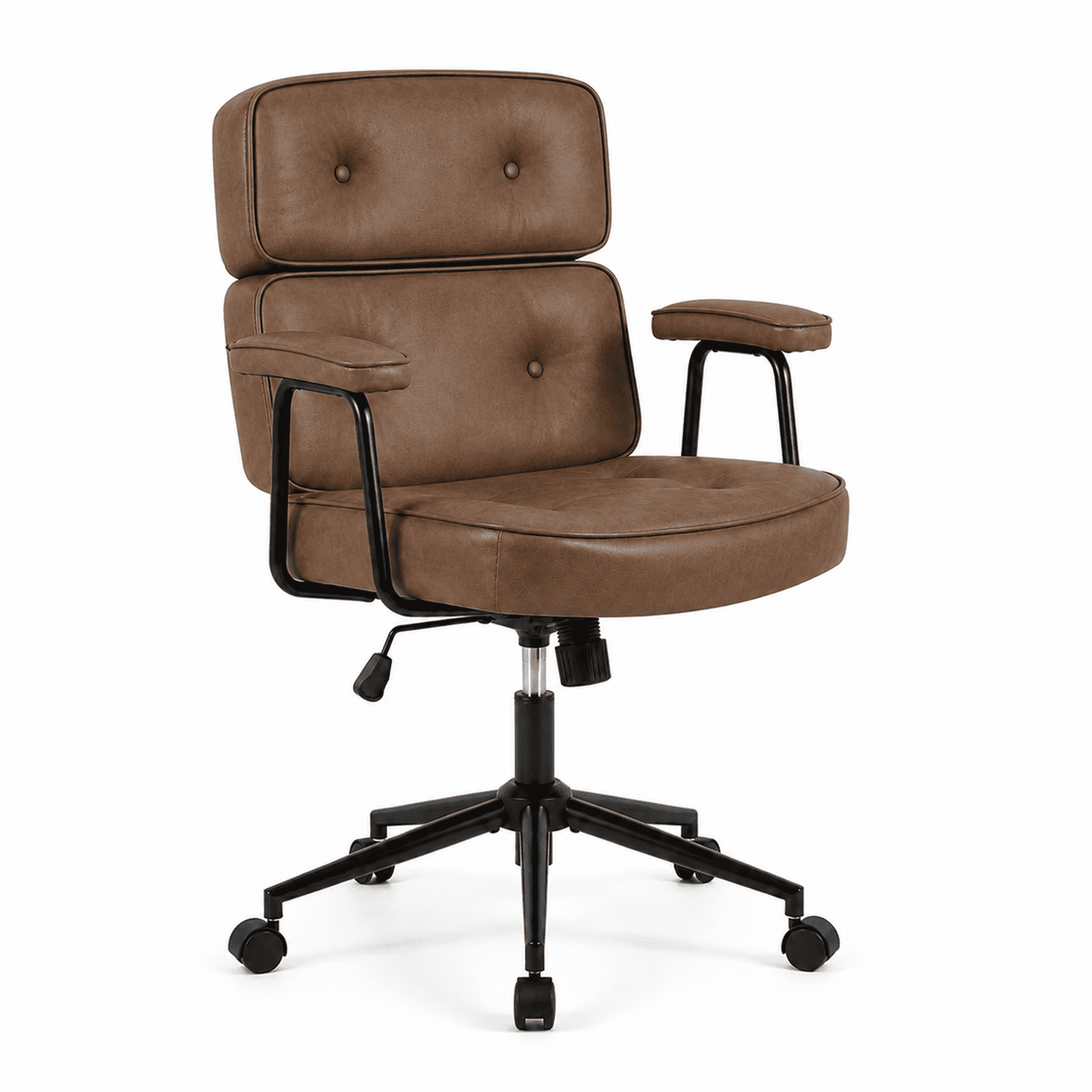 Alvantor Ergonomic Office Chair, PU Leather Computer Chair Lumbar Support, Adjustable Height, Rolling Swivel, Executive Task, Padded Armrests for Vanity, Study
