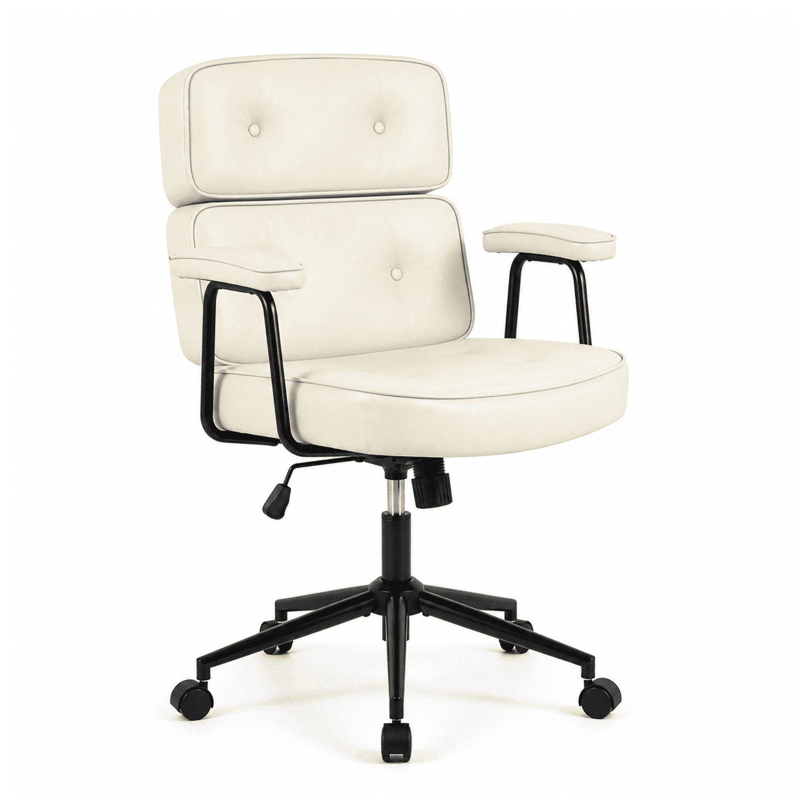 Alvantor Ergonomic Office Chair, PU Leather Computer Chair Lumbar Support, Adjustable Height, Rolling Swivel, Executive Task, Padded Armrests for Vanity, Study