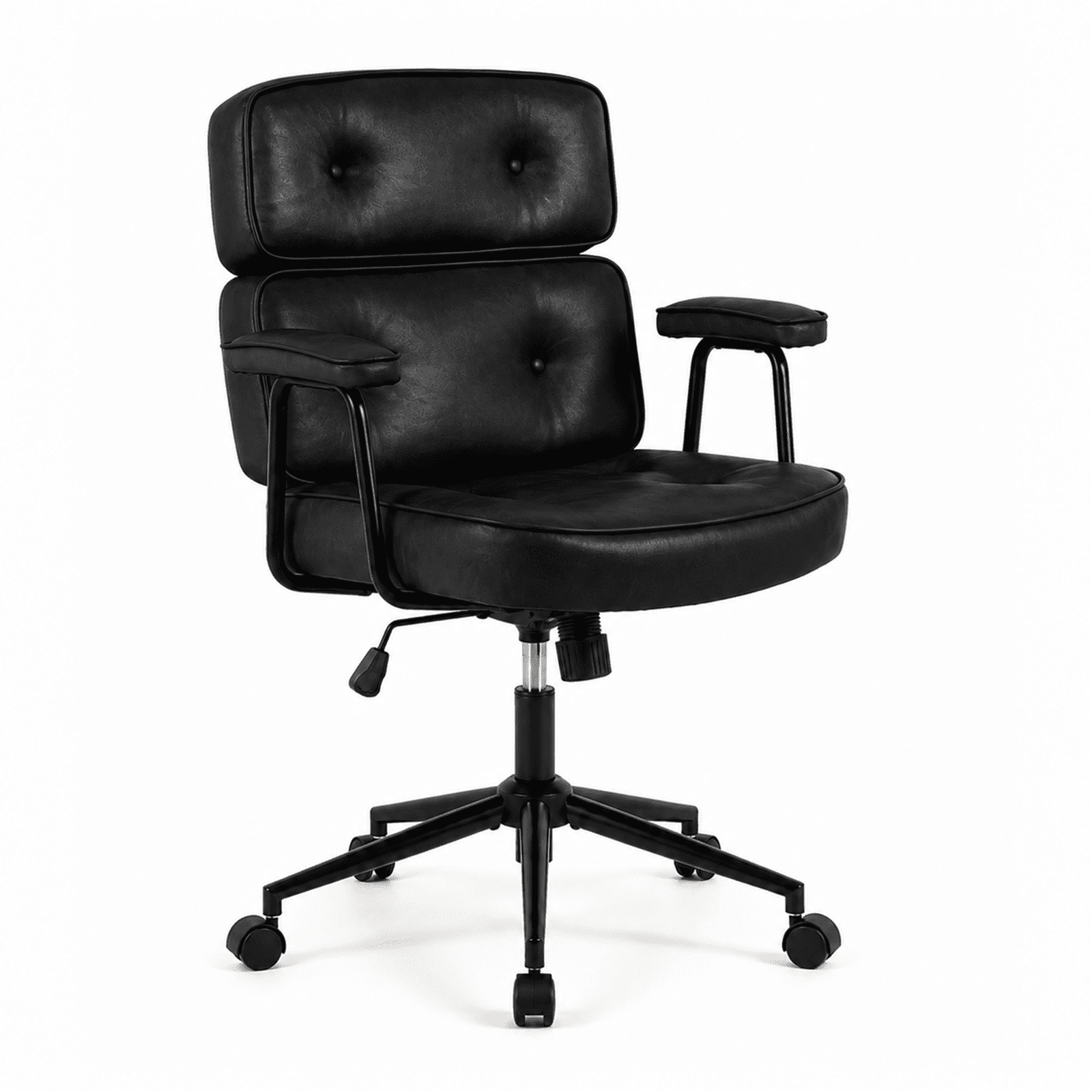 Alvantor Ergonomic Office Chair, PU Leather Computer Chair Lumbar Support, Adjustable Height, Rolling Swivel, Executive Task, Padded Armrests for Vanity, Study