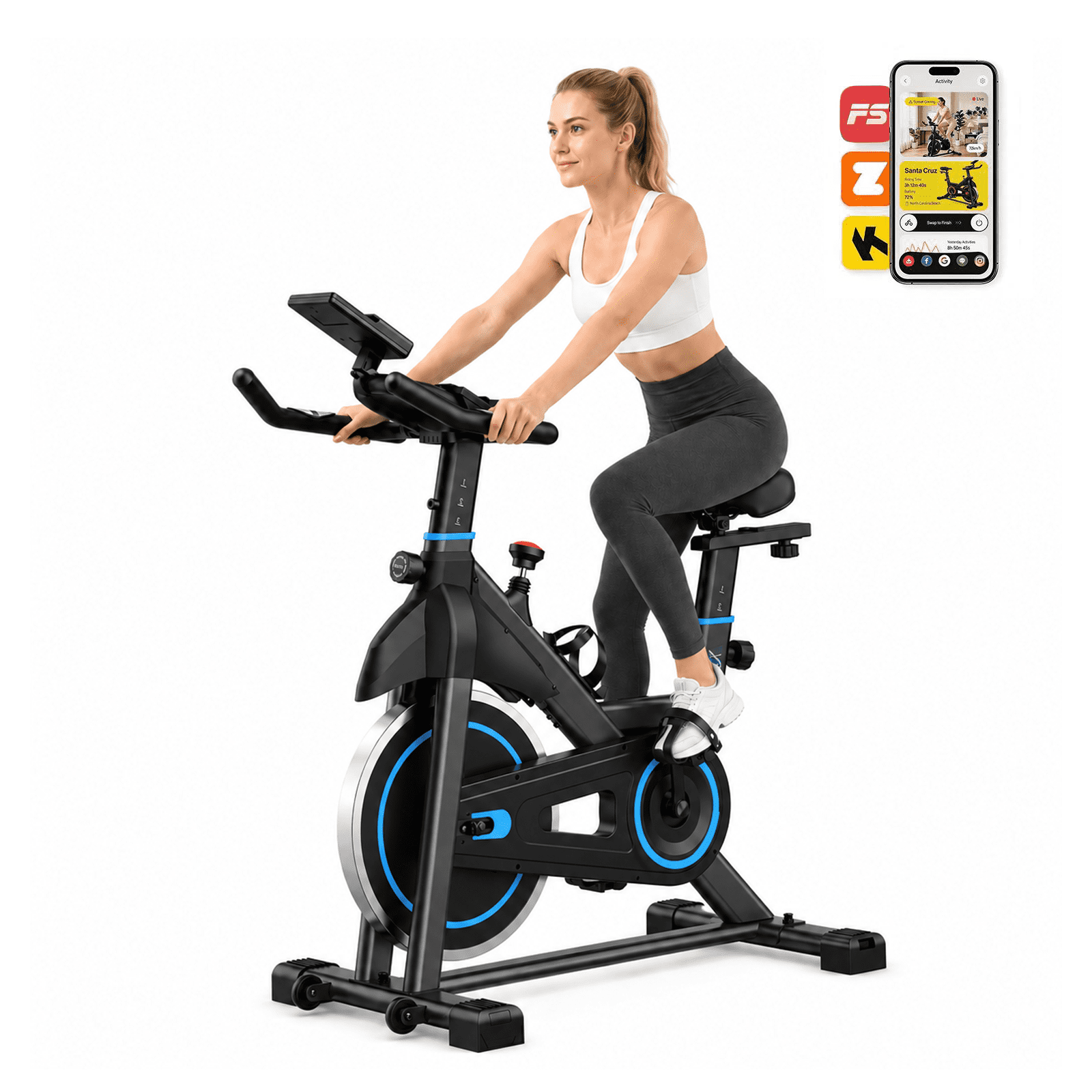 Alvantor Exercise Bike with a Liquid Crystal Display and an Infinite Resistance Adjustment Function, allowing for Adjustment of the Seat and Handlebars, Low Noise