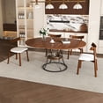 thumbnail image 1 of Alvantor Extendable Round Dining Table Set for 4-6 People with 4 Solid Wood Chairs, Modern Wood Farmhouse Table with Storage Shelf & Metal Base Perfect for Small Space Walnut, 1 of 8