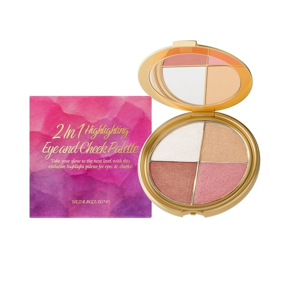 Alvantor Eyeshadow Palette for Brown & Pink with Metallic Finish, 3 in 1 Eyeshadow Blush and Highlight,Smooth Texture and Long-Lasting Wear, 3PC