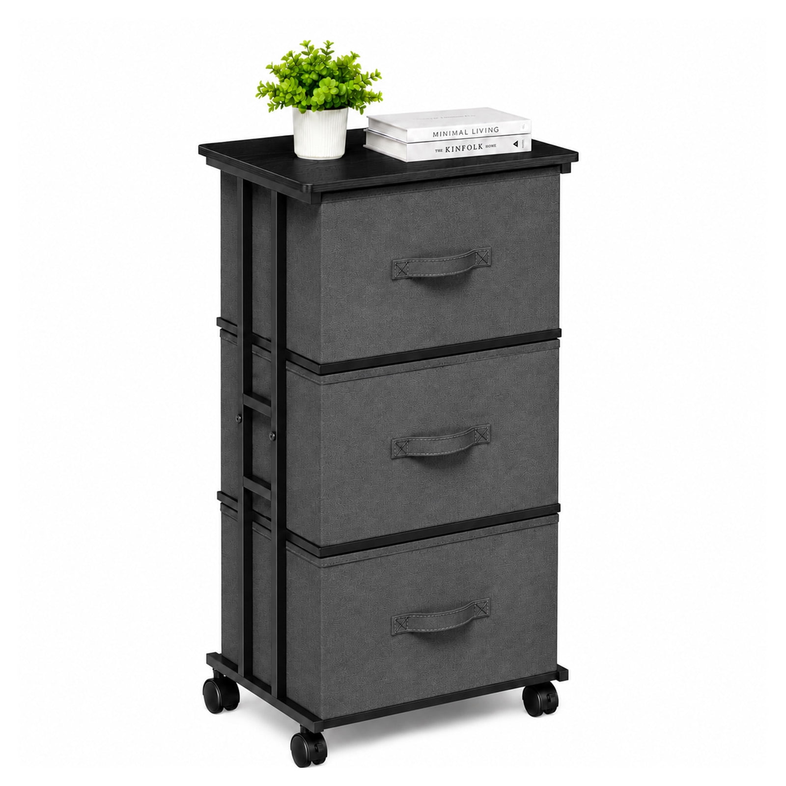 Alvantor Fabric Dresser 3 Drawer Storage Chest, Rolling Storage Tower, Vertical Storage Unit for Bedroom, Closet, Office