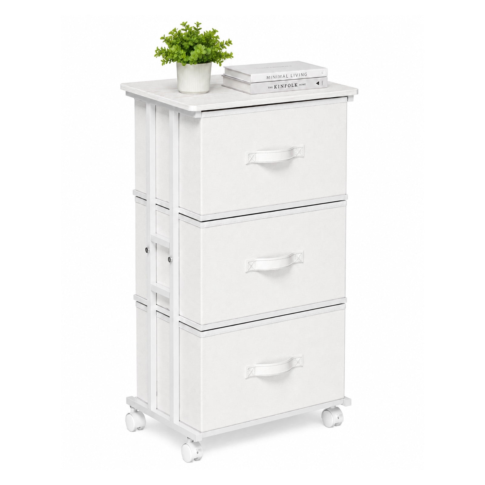 Alvantor Fabric Dresser 3 Drawer Storage Chest, Rolling Storage Tower, Vertical Storage Unit for Bedroom, Closet, Office