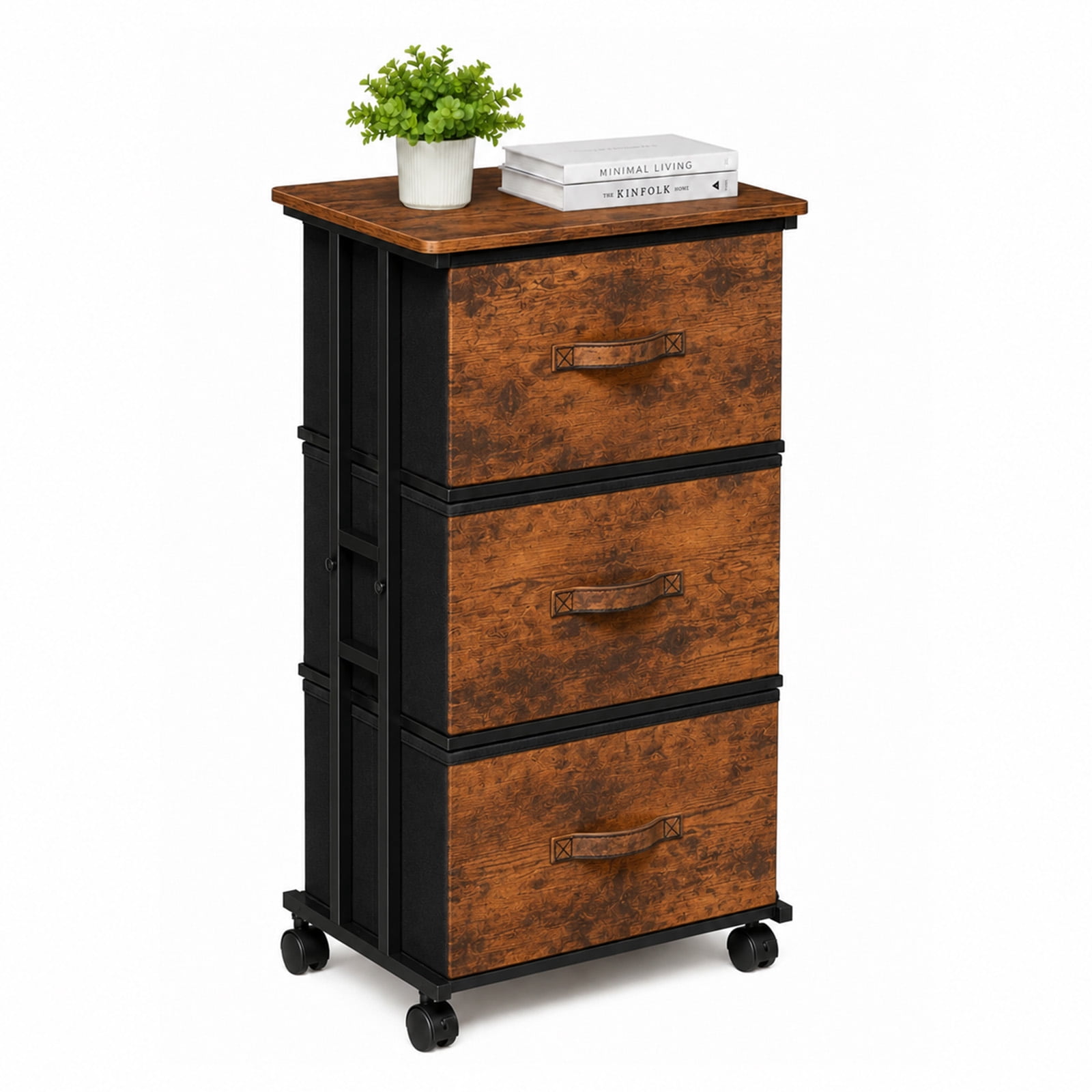 Alvantor Fabric Dresser 3 Drawer Storage Chest, Rolling Storage Tower, Vertical Storage Unit for Bedroom, Closet, Office