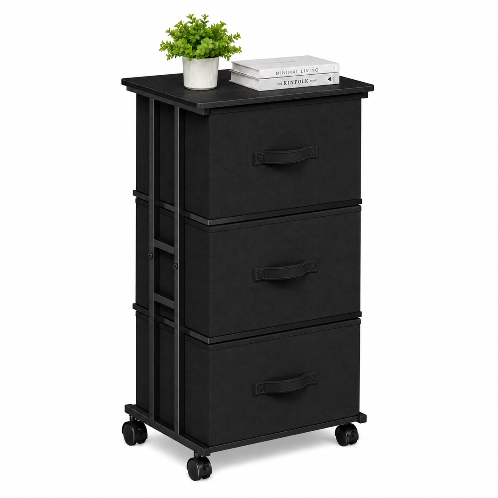 Alvantor Fabric Dresser 3 Drawer Storage Chest, Rolling Storage Tower, Vertical Storage Unit for Bedroom, Closet, Office