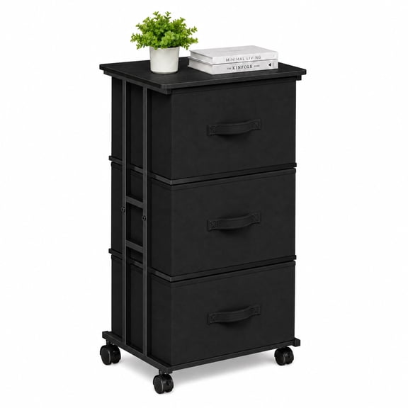 Alvantor Fabric Dresser 3 Drawer Storage Chest, Rolling Storage Tower, Vertical Storage Unit for Bedroom, Closet, Office