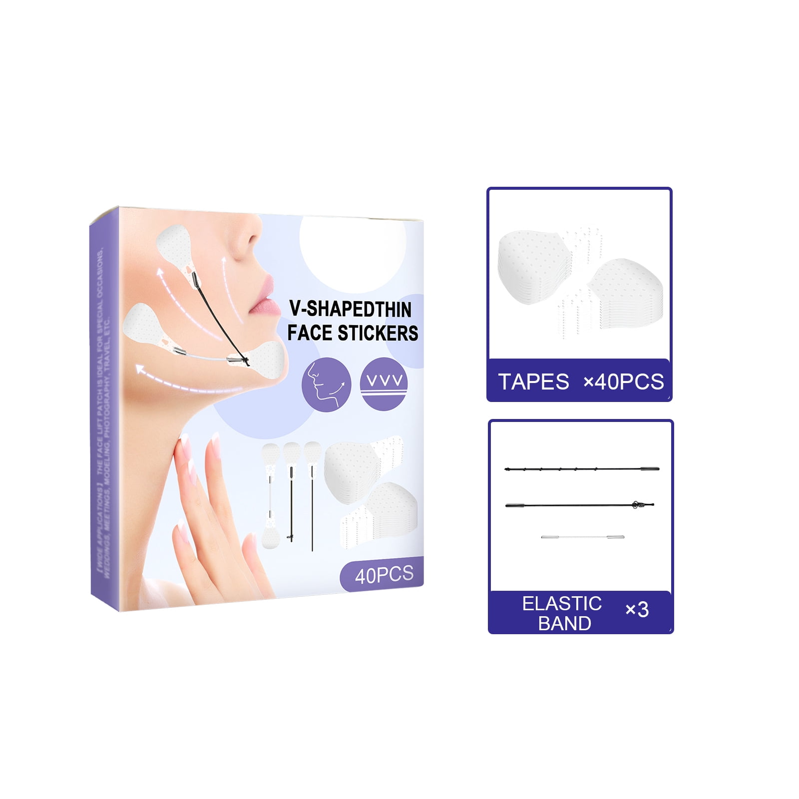 Alvantor Face Lift Tape Invisible V-Shaped Stickers Waterproof Jaw Slimming V Line Shaper, 40PCS