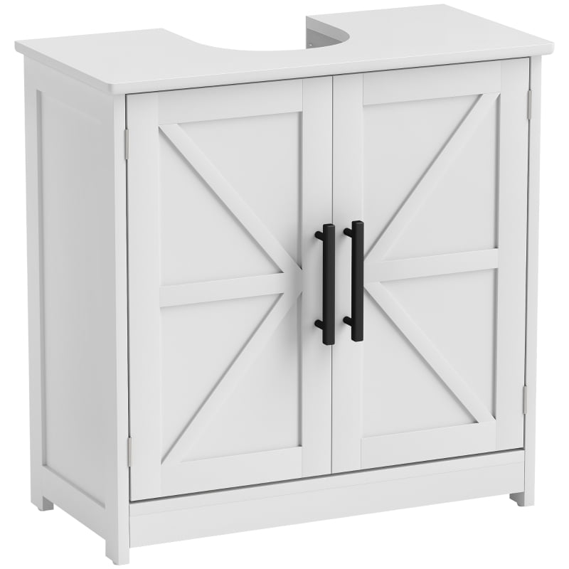 Alvantor Farmhouse Pedestal Sink Storage Cabinet with Barn Doors & Adjustable Shelf 23.6"x11.8"x23.6" White