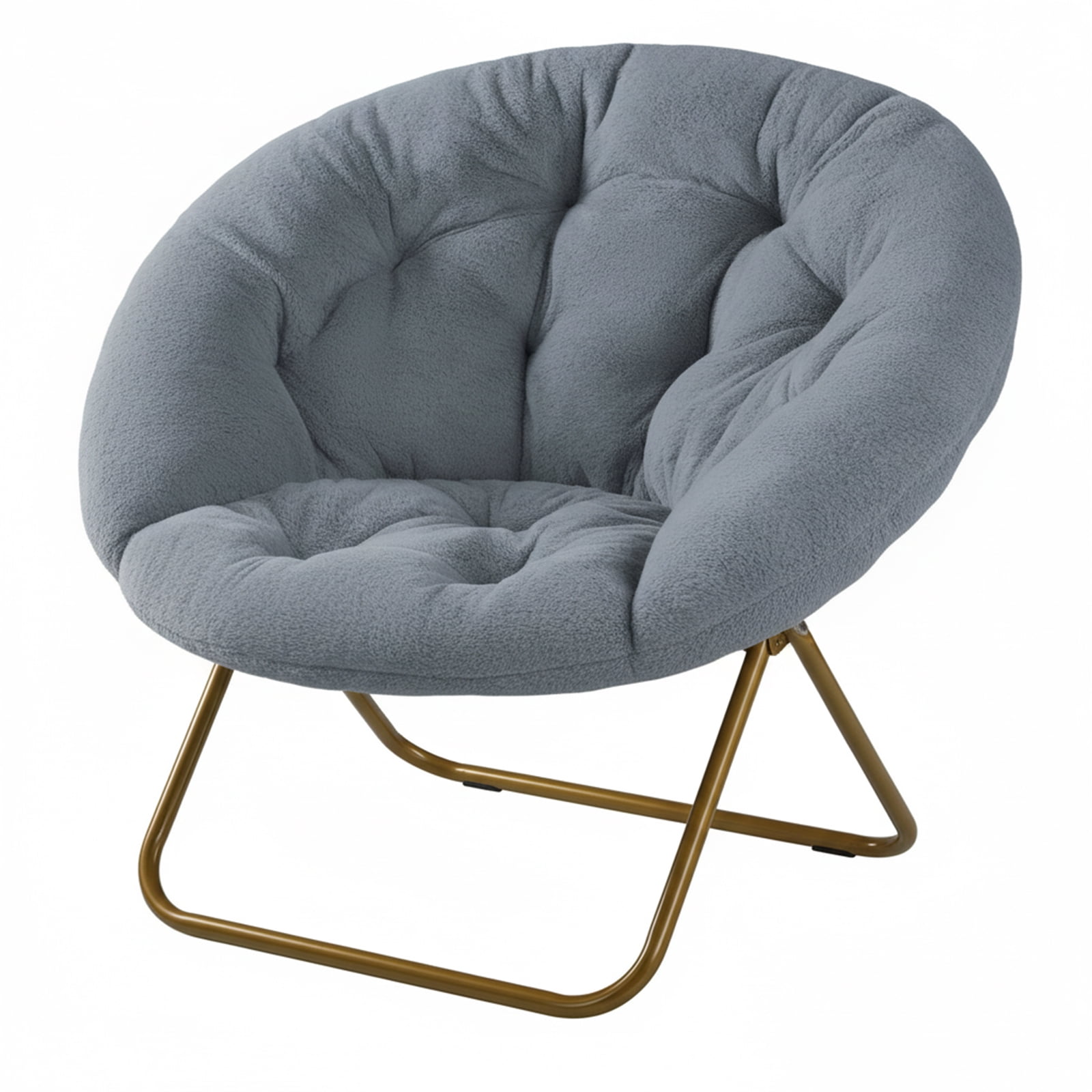 Alvantor Faux Fur Saucer Chair, Comfortable Disc Chair, Ideal for Living Room & Bedroom, in Gray, White, Pink