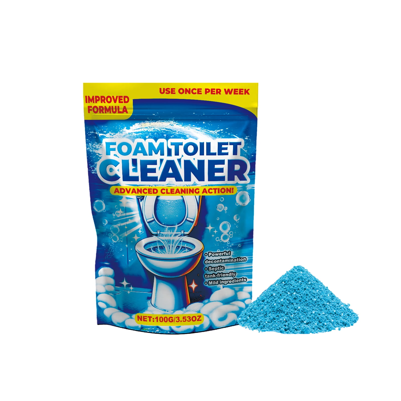 Alvantor Foam Toilet Cleaner - Self Activating Cleaning Powder Powerful Decontamination Household Deodorant Cleaner, 3.53oz