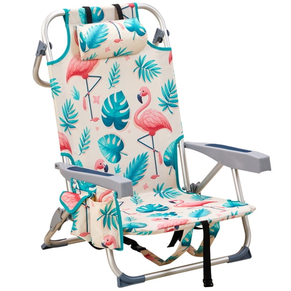 Alvantor Flamingo Folding Beach Chair with 5 Recline Positions and Aluminum Frame