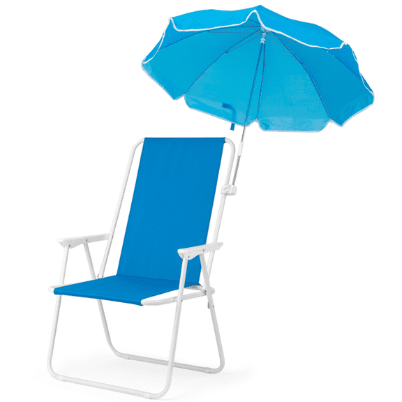 Alvantor Folding Beach Chair with Detachable Umbrella for Adults High Back Portable Outdoor Chair Blue