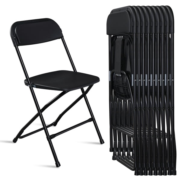 Alvantor Black Folding Chairs Set for Home, Office, and Events - 350lbs Capacity, Pack of 10