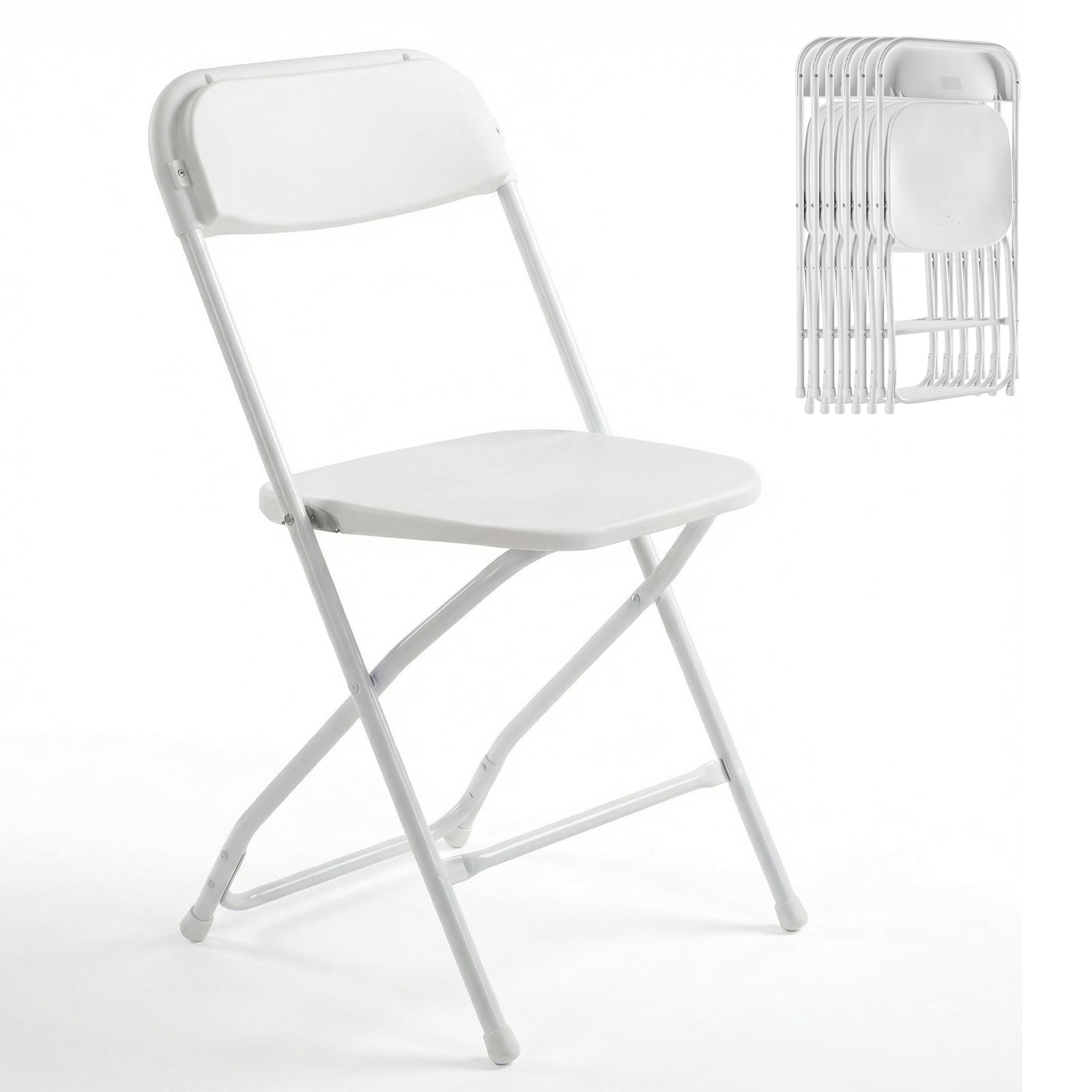 Alvantor Folding Chairs, 4/6/10-Pack White Indoor Outdoor Stackable Portable for Events, Offices, Weddings