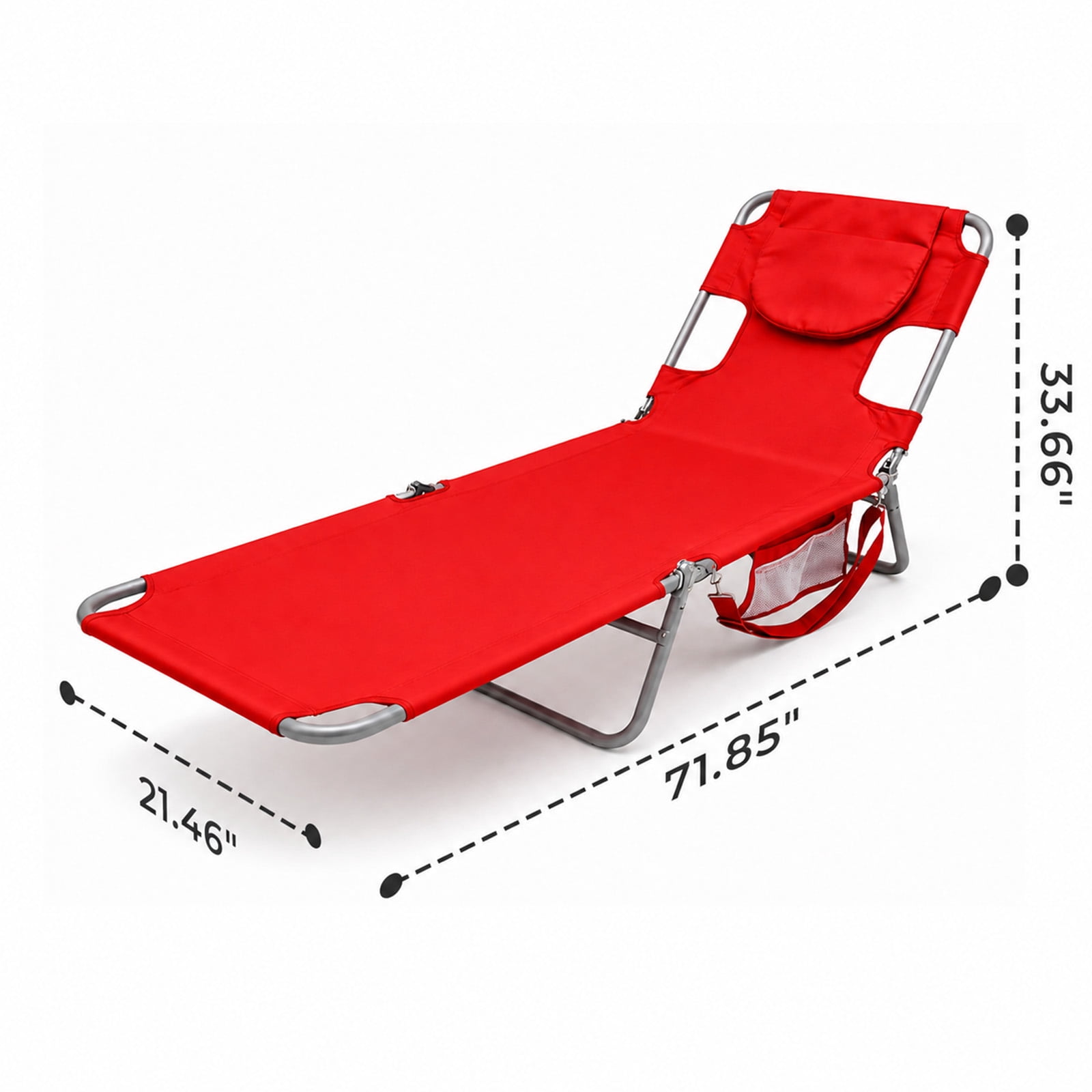Alvantor Folding Lounge Chair 72"x22"Portable Reclining Lounger, Outdoor Relaxing Pool Tanning Chair, Lightweight Beach Recliner with Backpack Straps and Side Pockets
