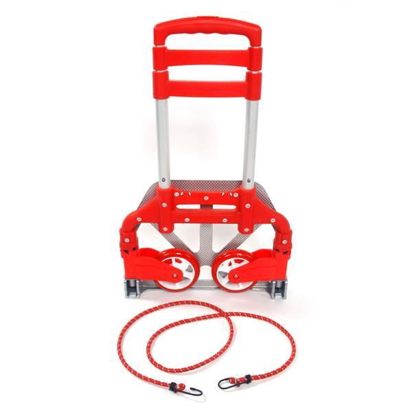 Alvantor Aluminum Folding Stair Climber Hand Truck with Bungee Cord, 165 lb Capacity, Red