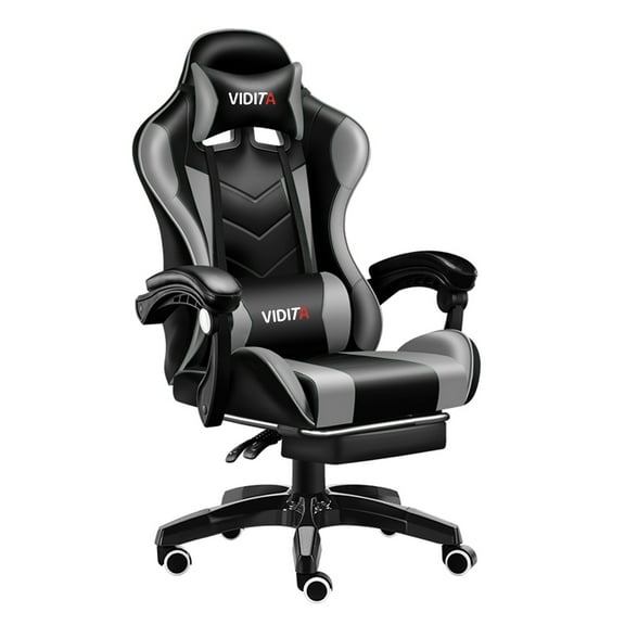 Alvantor Gaming Chair with Adjustable Footrest, High Back Ergonomic Office Chair, Black & Grey