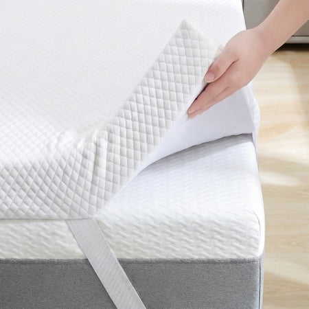 Alvantor Gel Memory Foam Mattress Topper, 2/3/4 Inch Detachable Soft Cover, White