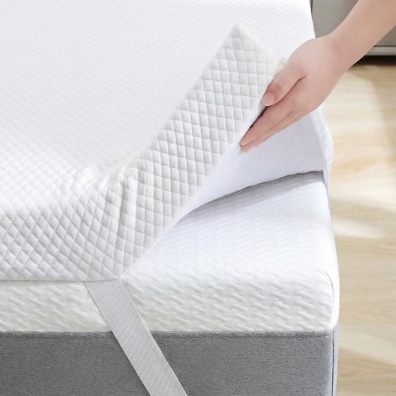 Alvantor Gel Memory Foam Mattress Topper, 2/3/4 Inch Detachable Soft Cover, White