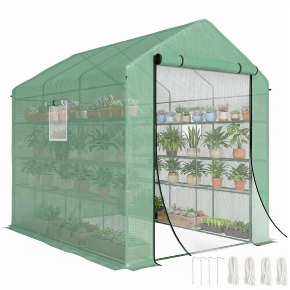 Alvantor Greenhouse Walk-In Greenhouse with Mesh Door & Windows 95.25"x70.75"x84.75" Green