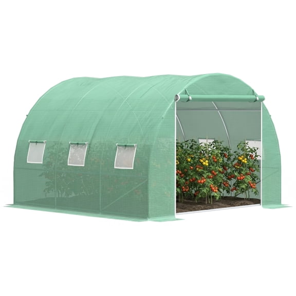 Alvantor Greenhouse Walk-in Tunnel Greenhouse with Zipper Door & 8 Windows 118"x118"x78.75" Green
