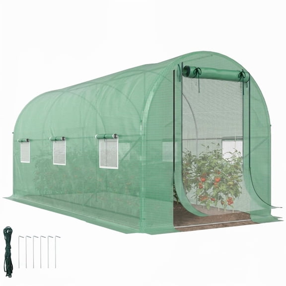 Alvantor Greenhouse Walk-in Tunnel Hoop House with Mesh Door & Windows 175.6"x78.3"x78.7 Green