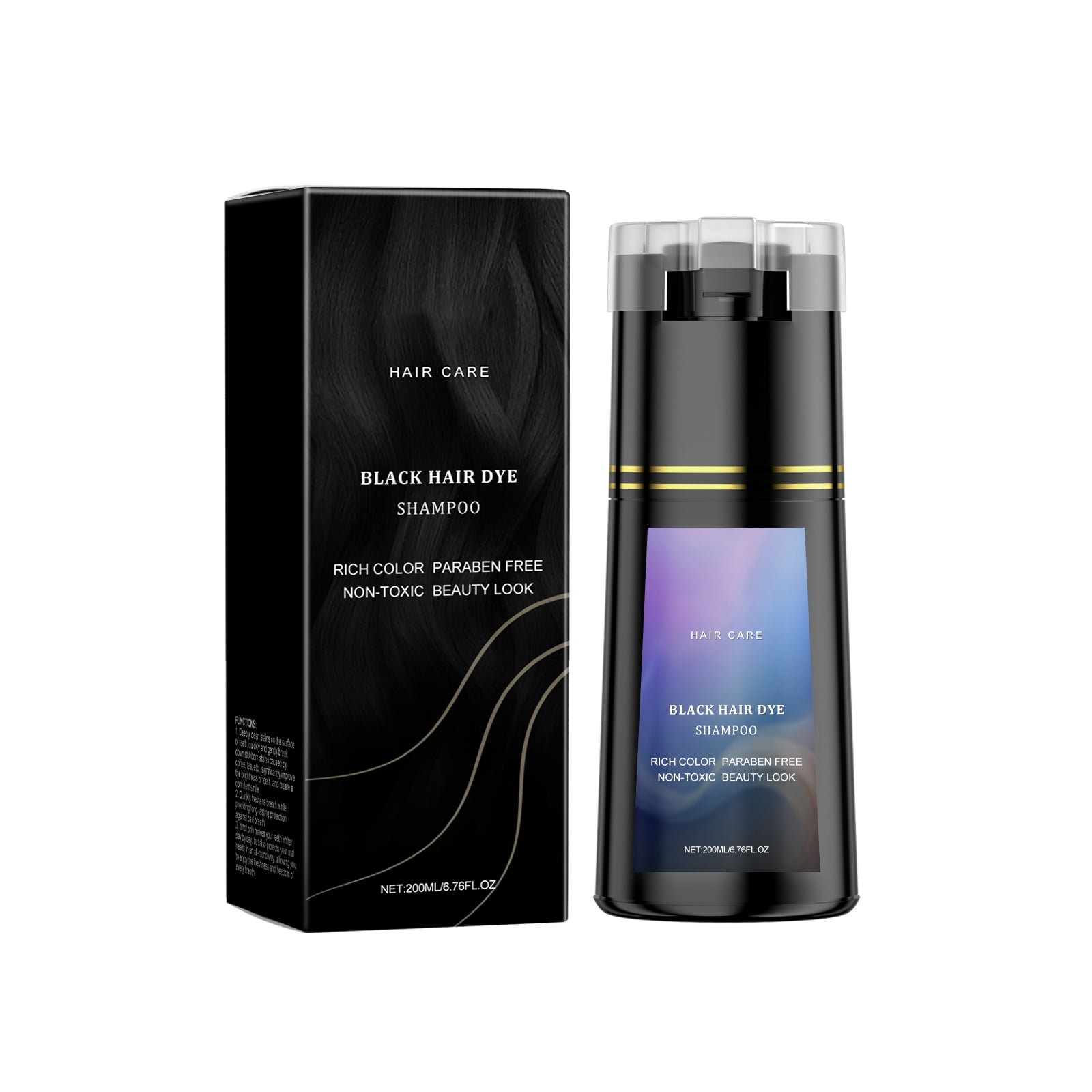 Alvantor Hair Dye Shampoo, Black Hair Dye for Gray Coverage Long-Lasting Fast Acting Nourishing Formula, 6.76fl.oz