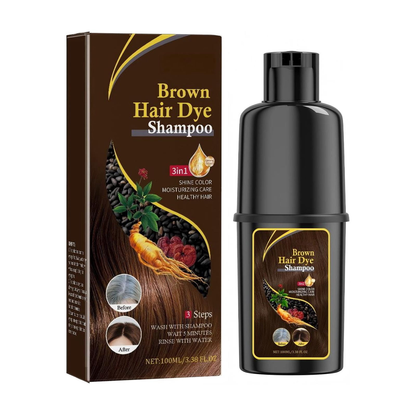 Alvantor Coffee Color Hair Dye Shampoo - Gentle Scalp Care with Gray Coverage 3-in-1 Formula 3.38 fl. oz