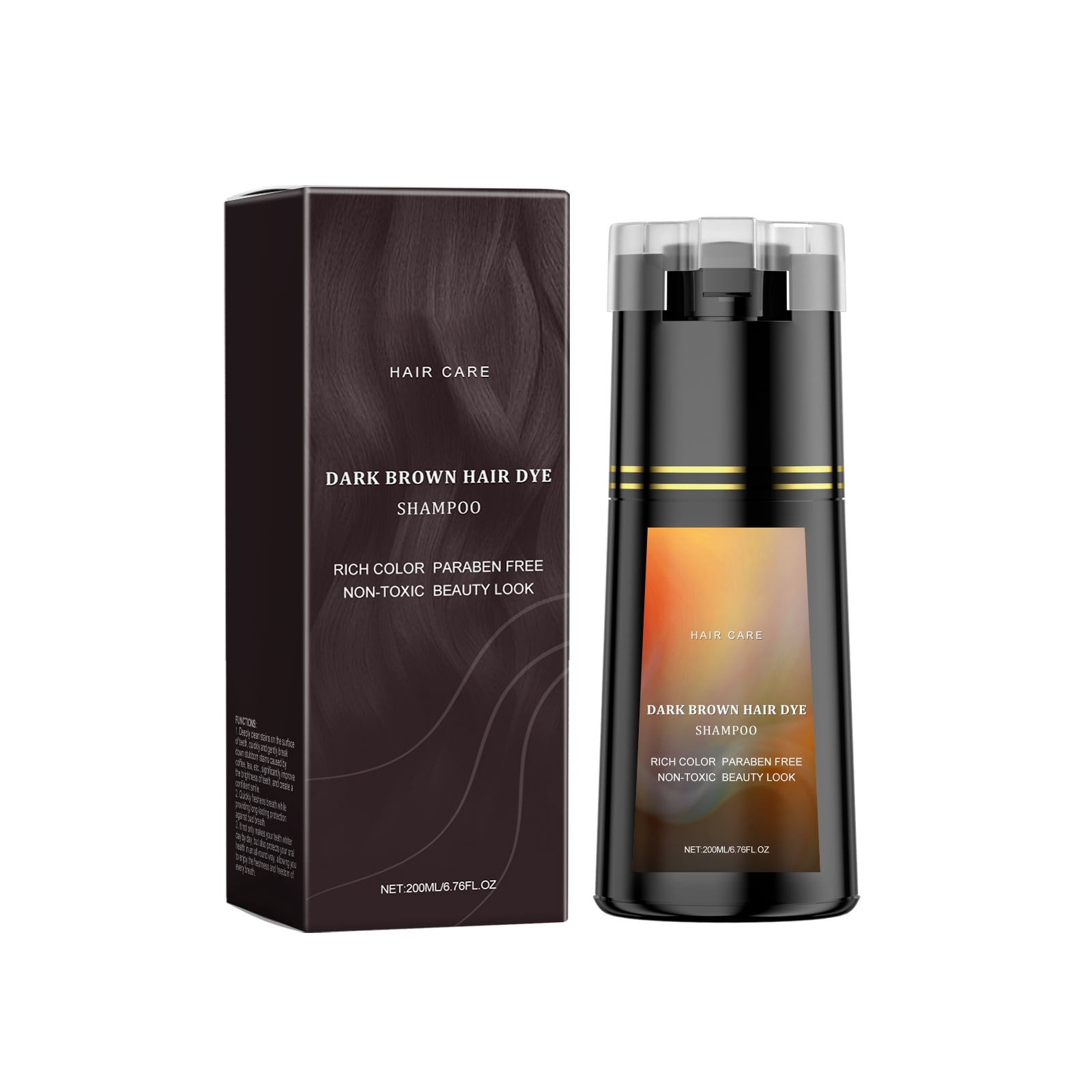 Alvantor Hair Dye Shampoo, Dark Brown Hair Dye for Permanent Gray Coverage Long-Lasting Color Nourishing Formula, 6.76fl.oz
