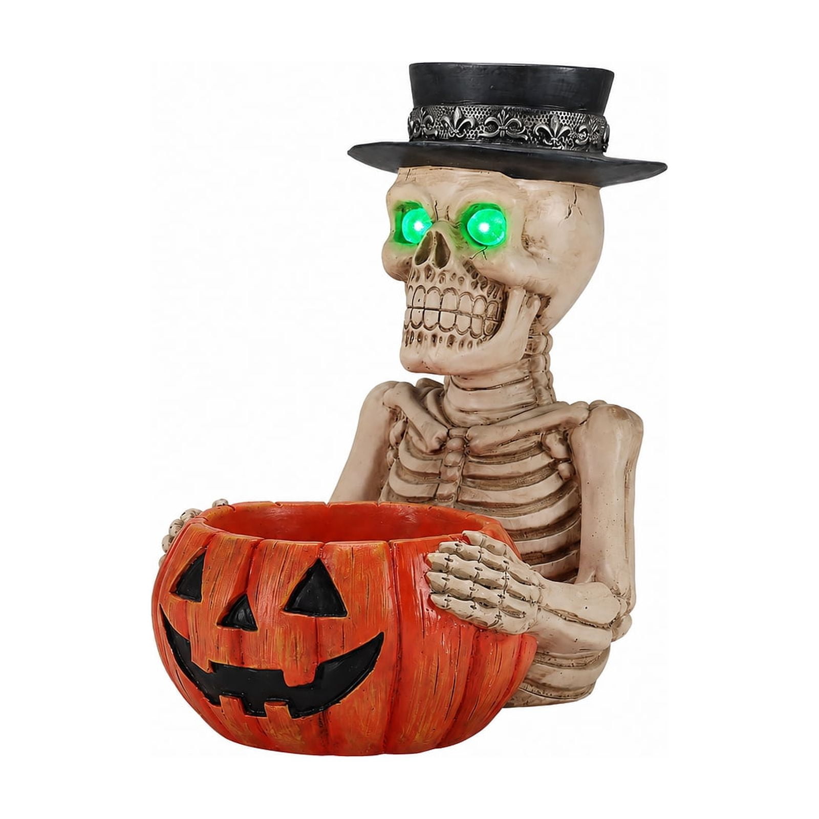 Alvantor Halloween Skeleton Decorations Table Decor with Pumpkin Bowl & Candle Holder