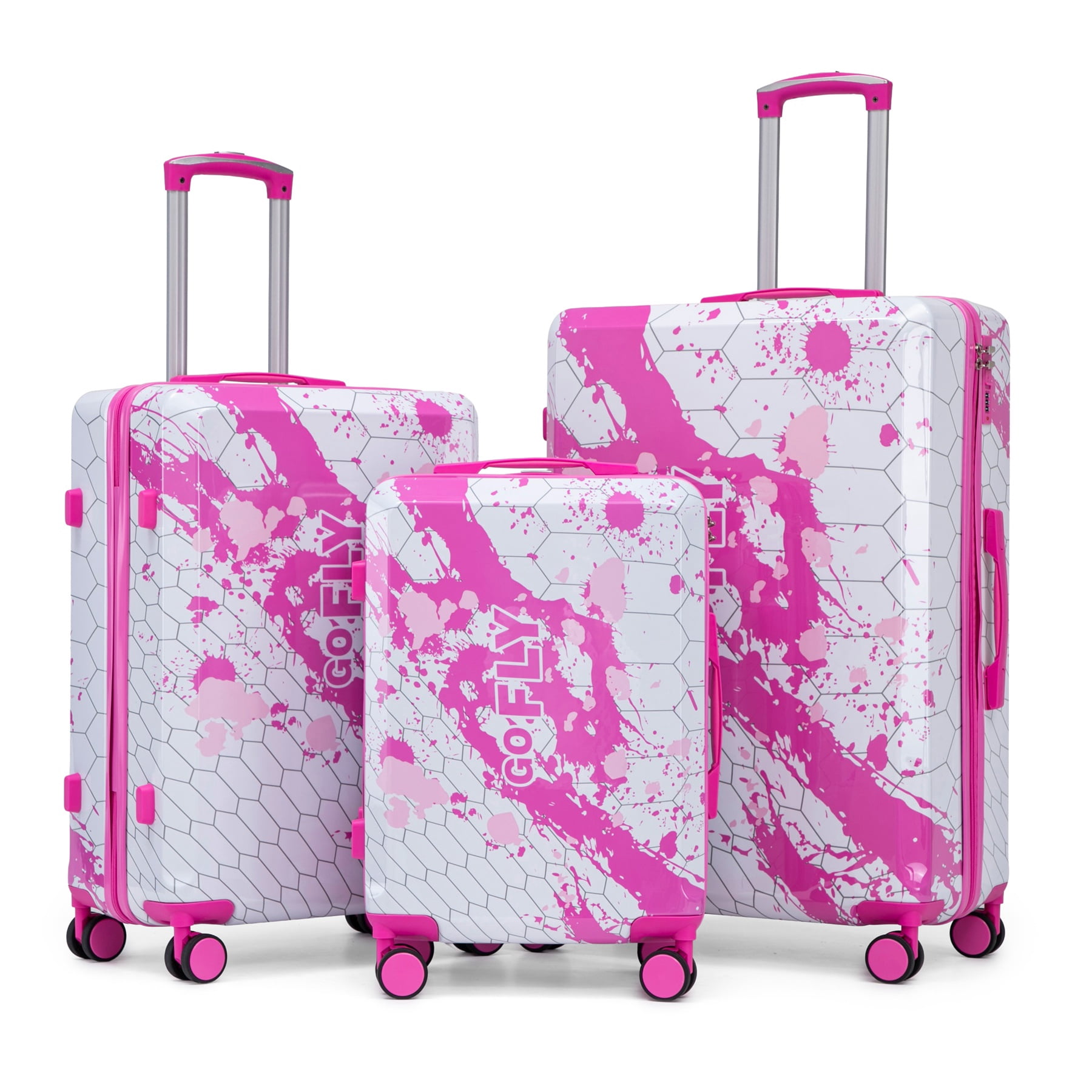 Alvantor Hardside Luggage Sets 3 Piece Lightweight Suitcase with TSA Lock, Fashion Travel Luggage for Teenegers,(20/24/28),Pink