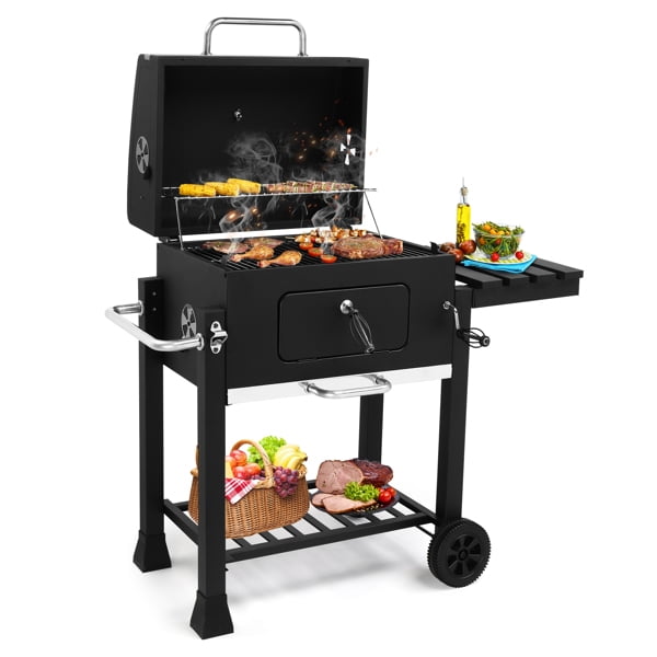 Alvantor Heavy Duty Grill with Adjustable Charcoal Pan, Warming Rack & Thermometer
