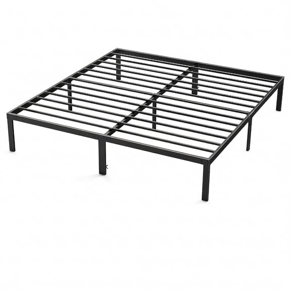 Alvantor Heavy Duty Metal Bed Frame with Storage, Steel Slat Support,Black,King