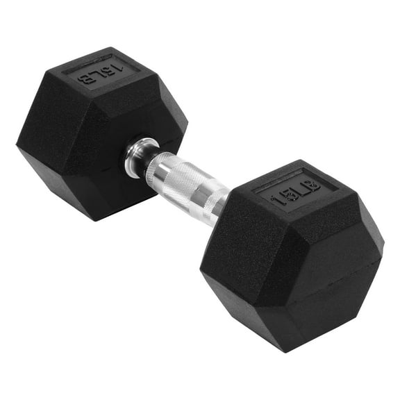 Alvantor Hex Rubber Coated Dumbbell 10LB-50LB, Non-Slip Grip for Strength Training, Black
