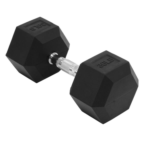 Alvantor Hex Rubber Coated Dumbbell 10LB-50LB, Non-Slip Grip for Strength Training, Black