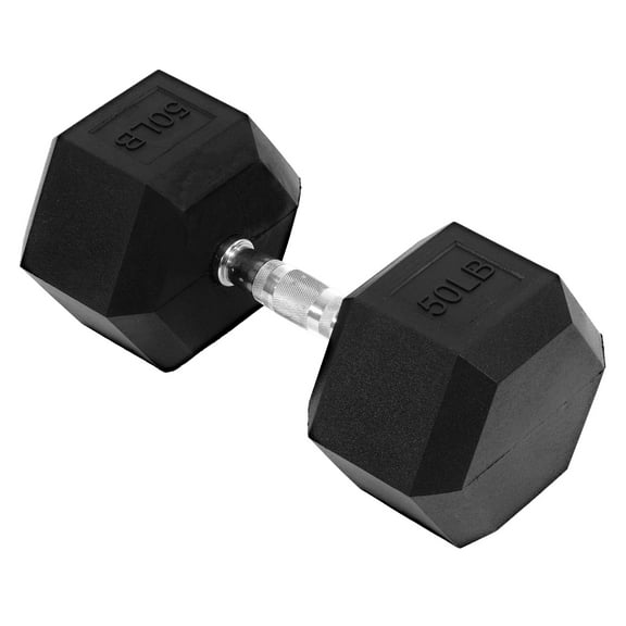 Alvantor Hex Rubber Coated Dumbbell 10LB-50LB, Non-Slip Grip for Strength Training, Black