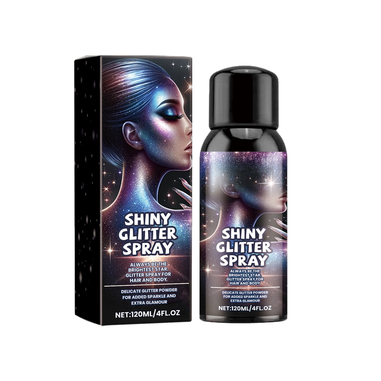 Alvantor Highlight Brightening Glitter Spray for Hair and Body, 4 fl.oz Shimmer Makeup Highlighter Powder
