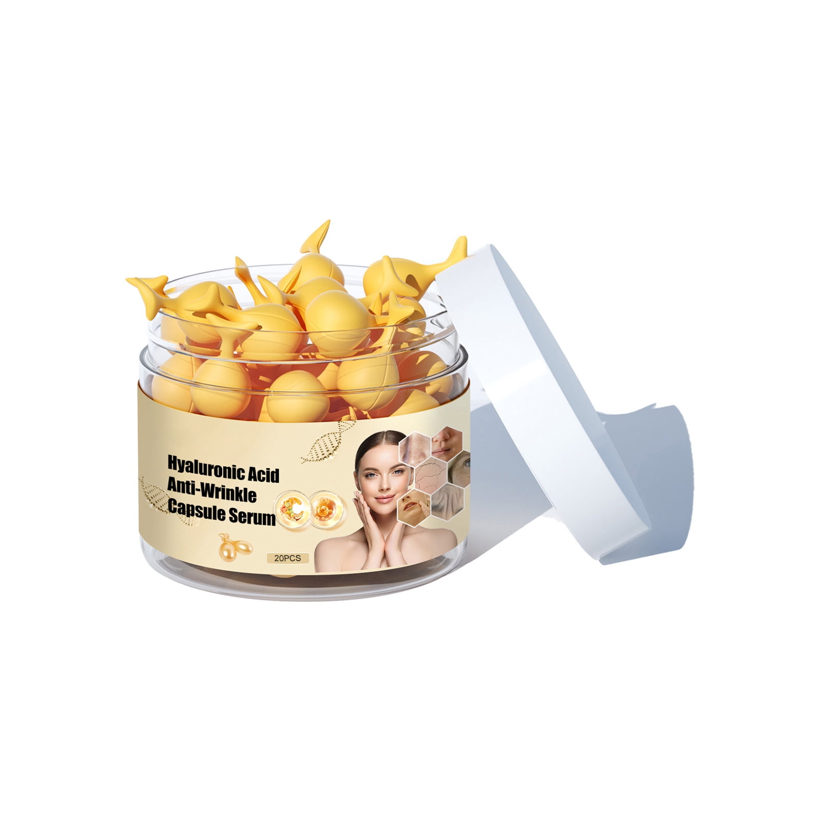 Alvantor Hyaluronic Acid Serum Capsules - Anti Aging Firming Face Moisturizer with Vitamin E & Collagen, 20PCS