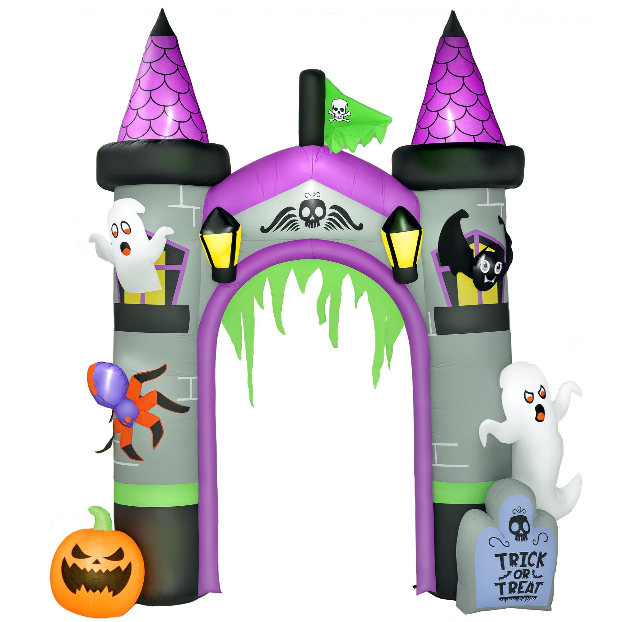 Alvantor Inflatable Halloween Archway 12ft Outdoor Arch Decoration with Pumpkin, Spider and Bat for Yard,Garden & Party