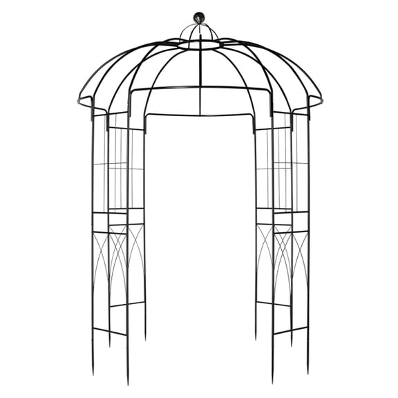 Alvantor Metal Garden Arbor Arch for Climbing Plants, Powder-Coated Iron, Black, 81.5 in W x 106.7 in H