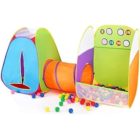 Alvantor Kids Tent Play Tents & Tunnel 3-in-1 Pop Up Tent with Tunnel Toddler Ball Pit Indoor/Outdoor Tents Fun Toss It Game Zone Playhouse for Children (Include 4 Balls)