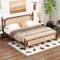 Light Ratta Headboard Alvantor King Wood Platform Bed with Rattan Headboard, Walnut - Walmart.com
